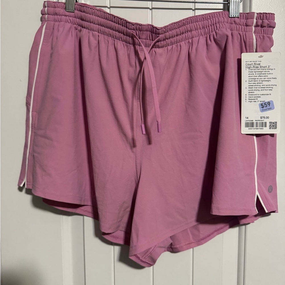 LULULEMON HIGH RISE COURT RIVAL Shorts 3” sz 14 NWT